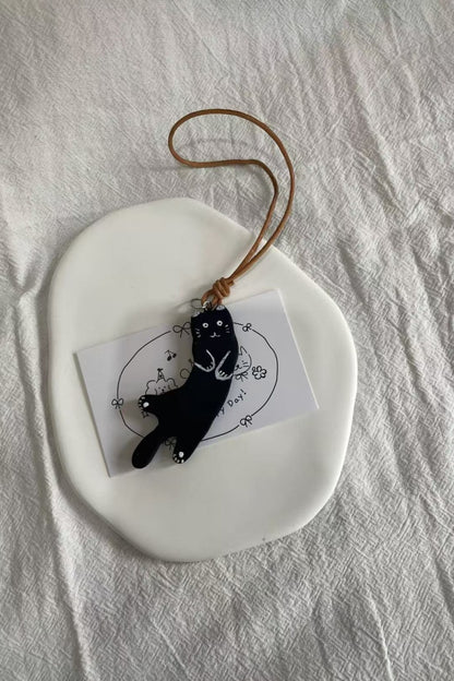 Clay cat bag decoration