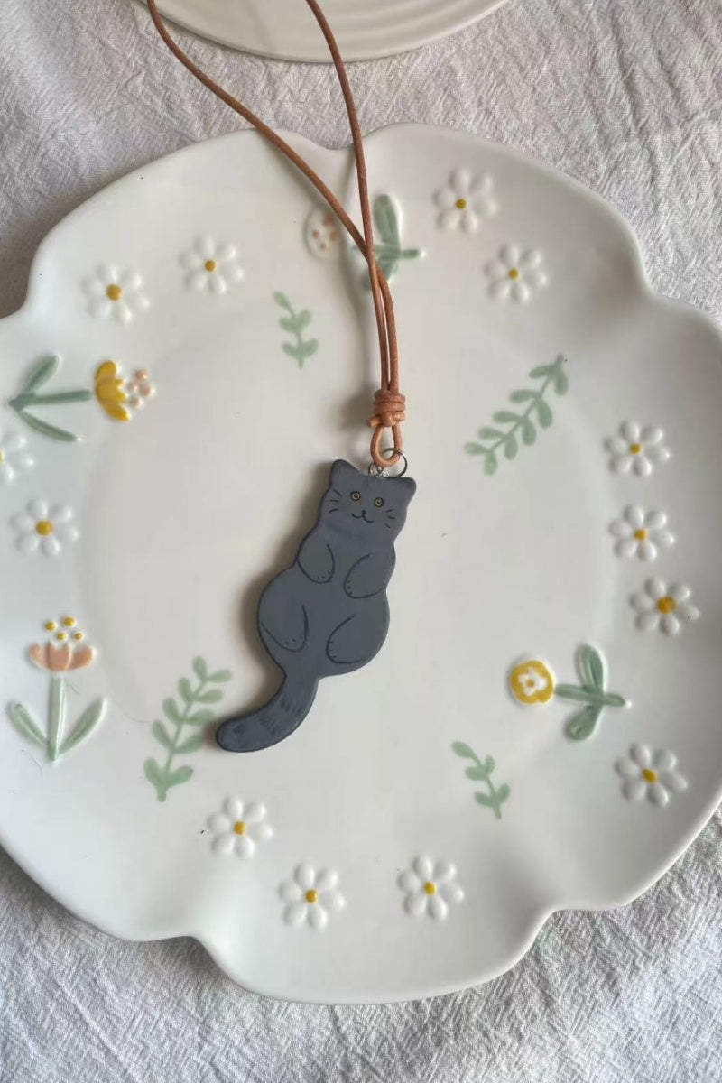 Clay cat bag decoration