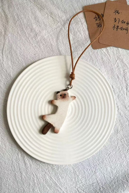 Clay cat bag decoration